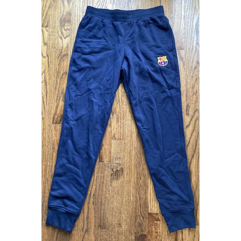 FC Barcelona Sweatpants Mens Size Large Joggers Drawstring Navy Blue Soccer FCB
